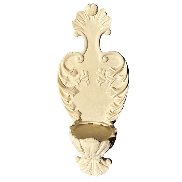 Vintage Wall Mount Holy Water Font White Faux Stone‎ Religious Decor - Picture 1 of 10